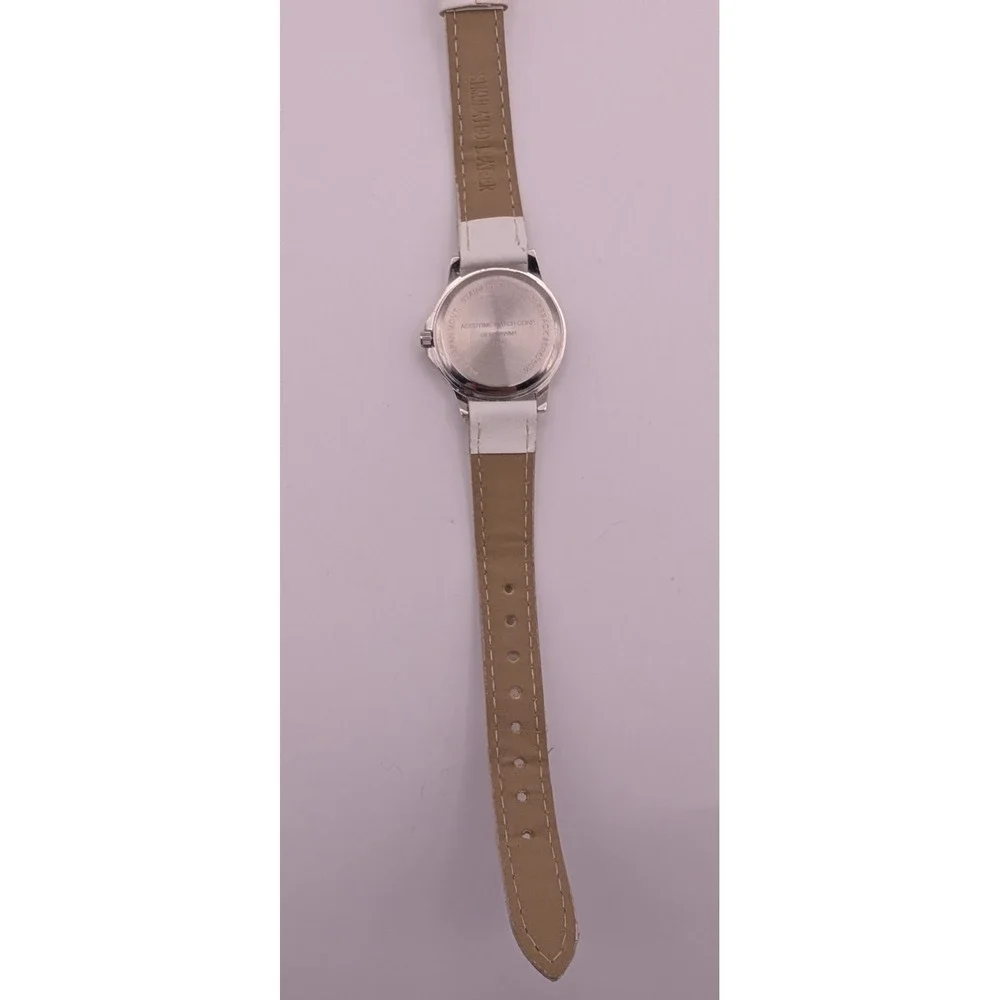 Geneva Accutime 28mm Silver Tone White‎ Dial & Band New Battery